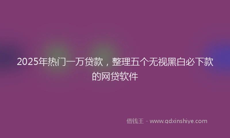 2025年热门一万贷款，整理五个无视黑白必下款的网贷软件