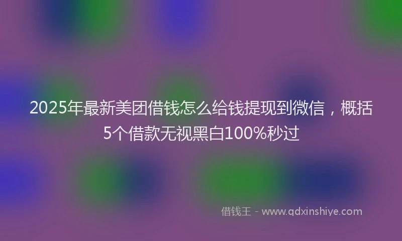 2025年最新美团借钱怎么给钱提现到微信，概括5个借款无视黑白100%秒过