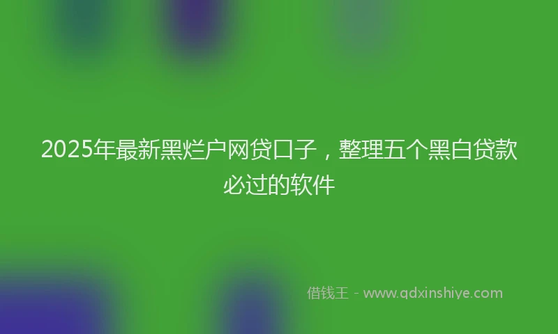 2025年最新黑烂户网贷口子，整理五个黑白贷款必过的软件