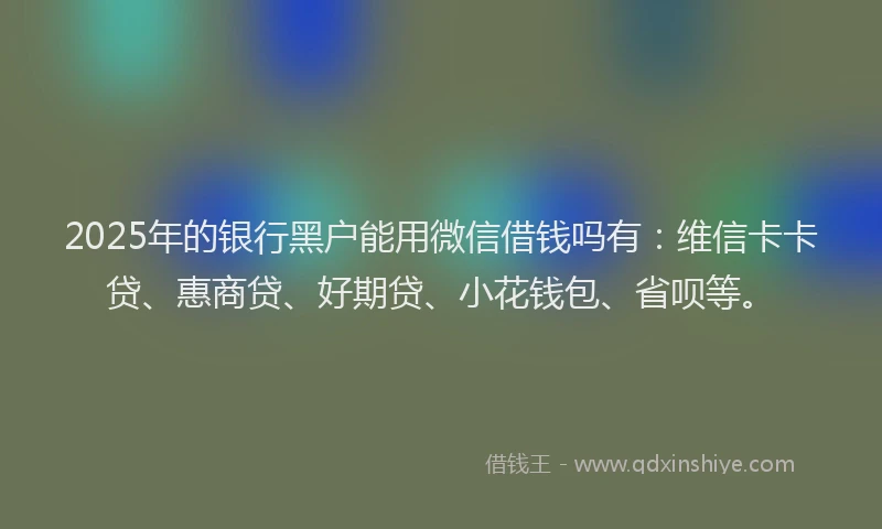 2025年的银行黑户能用微信借钱吗有：维信卡卡贷、惠商贷、好期贷、小花钱包、省呗等。