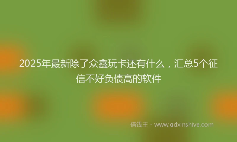 2025年最新除了众鑫玩卡还有什么，汇总5个征信不好负债高的软件