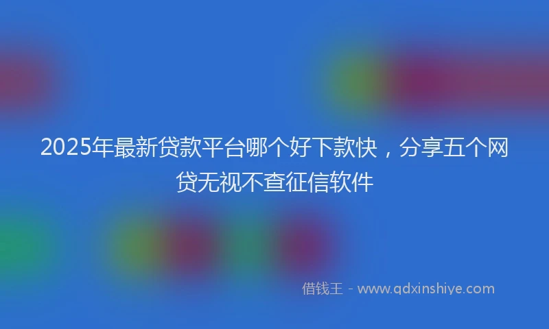 2025年最新贷款平台哪个好下款快，分享五个网贷无视不查征信软件