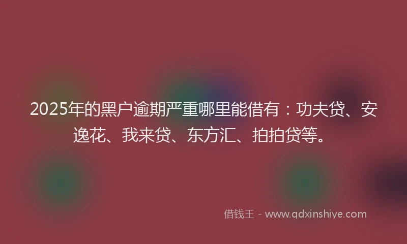 2025年的黑户逾期严重哪里能借有：功夫贷、安逸花、我来贷、东方汇、拍拍贷等。