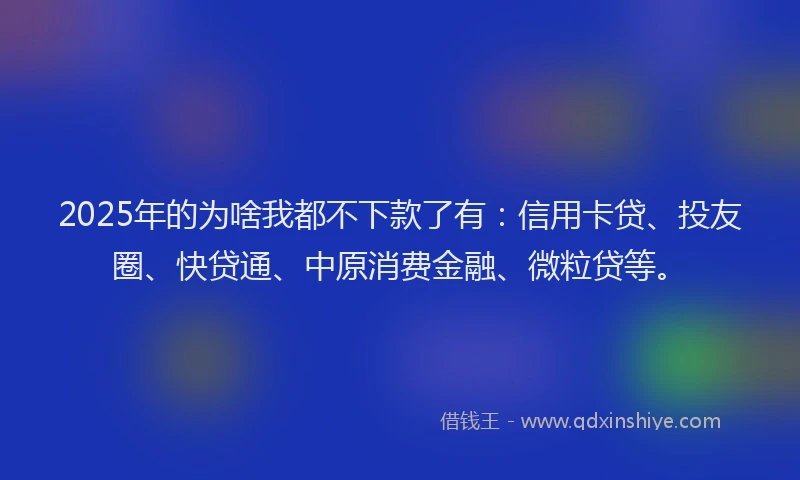 2025年的为啥我都不下款了有：信用卡贷、投友圈、快贷通、中原消费金融、微粒贷等。