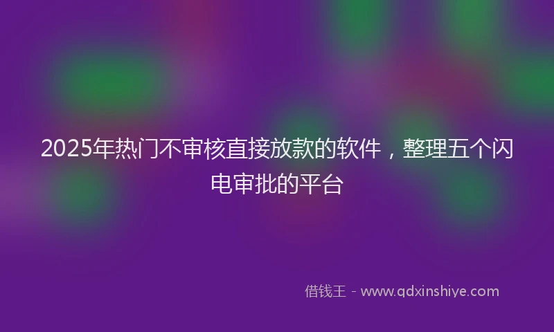 2025年热门不审核直接放款的软件，整理五个闪电审批的平台