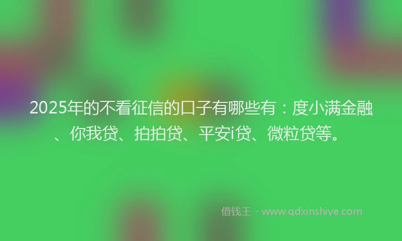 2025年的不看征信的口子有哪些有：度小满金融、你我贷、拍拍贷、平安i贷、微粒贷等。