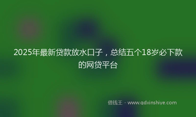 2025年最新贷款放水口子，总结五个18岁必下款的网贷平台