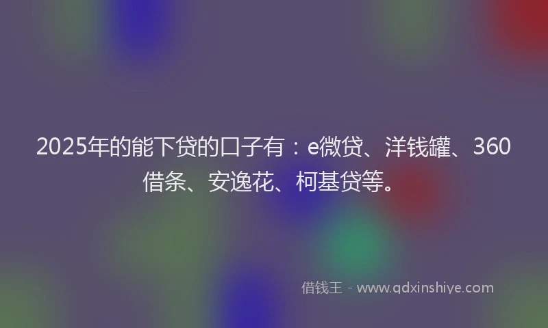 2025年的能下贷的口子有：e微贷、洋钱罐、360借条、安逸花、柯基贷等。