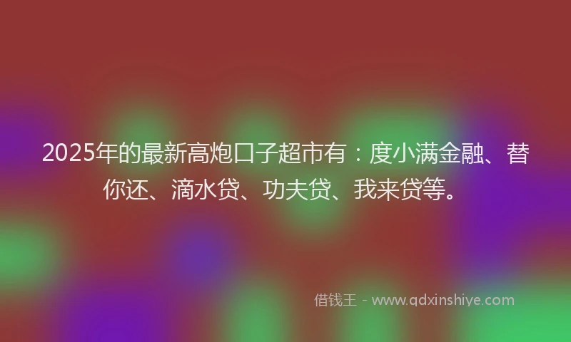 2025年的最新高炮口子超市有：度小满金融、替你还、滴水贷、功夫贷、我来贷等。