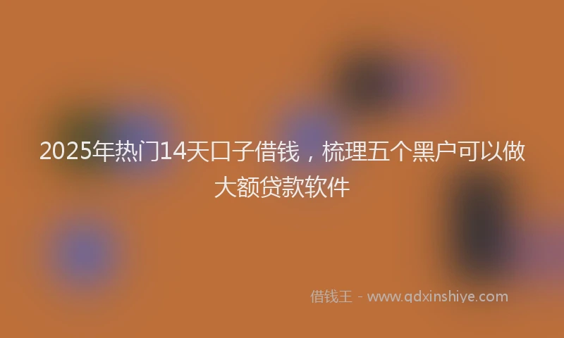 2025年热门14天口子借钱，梳理五个黑户可以做大额贷款软件