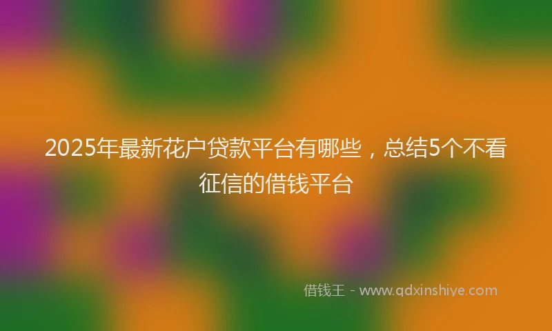 2025年最新花户贷款平台有哪些，总结5个不看征信的借钱平台