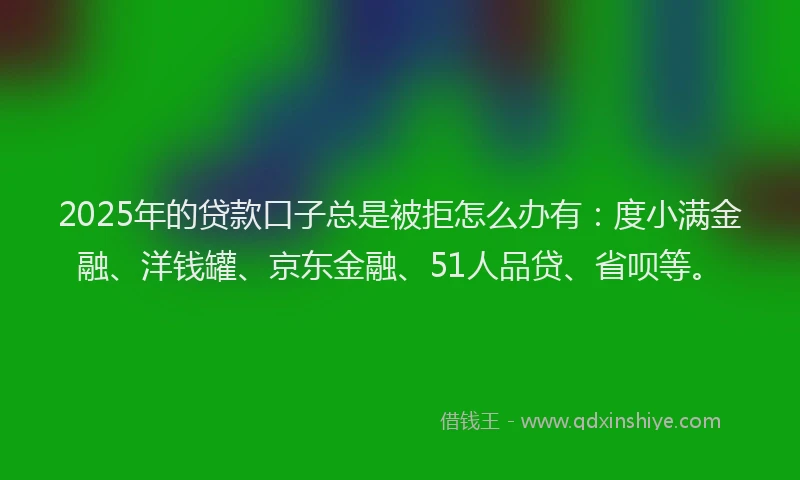 2025年的贷款口子总是被拒怎么办有：度小满金融、洋钱罐、京东金融、51人品贷、省呗等。