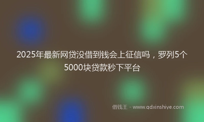 2025年最新网贷没借到钱会上征信吗，罗列5个5000块贷款秒下平台