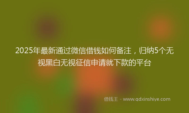 2025年最新通过微信借钱如何备注，归纳5个无视黑白无视征信申请就下款的平台