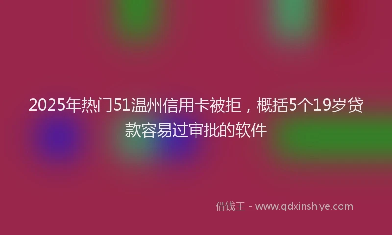 2025年热门51温州信用卡被拒，概括5个19岁贷款容易过审批的软件