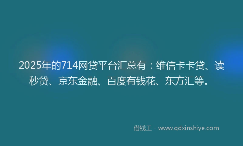 2025年的714网贷平台汇总有：维信卡卡贷、读秒贷、京东金融、百度有钱花、东方汇等。