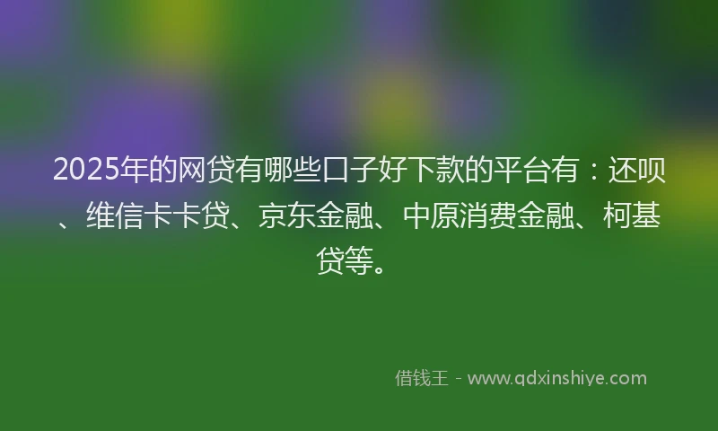 2025年的网贷有哪些口子好下款的平台有:还呗、维信卡卡贷、京东金融、中原消费金融、柯基贷等。