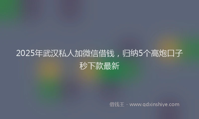 2025年武汉私人加微信借钱，归纳5个高炮口子秒下款最新