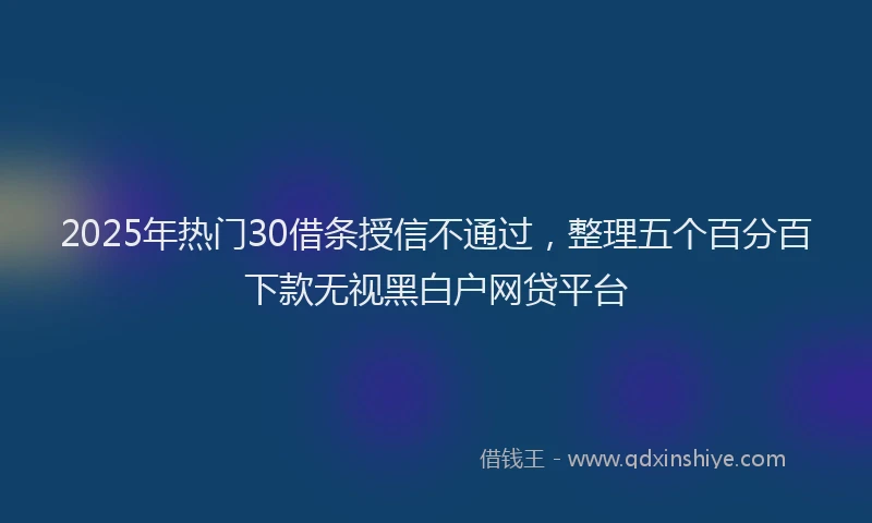 2025年热门30借条授信不通过，整理五个百分百下款无视黑白户网贷平台
