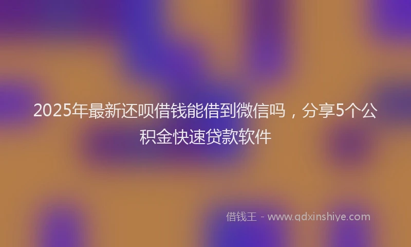 2025年最新还呗借钱能借到微信吗，分享5个公积金快速贷款软件