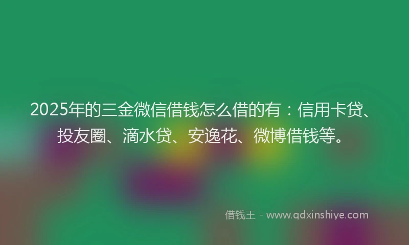 2025年的三金微信借钱怎么借的有：信用卡贷、投友圈、滴水贷、安逸花、微博借钱等。