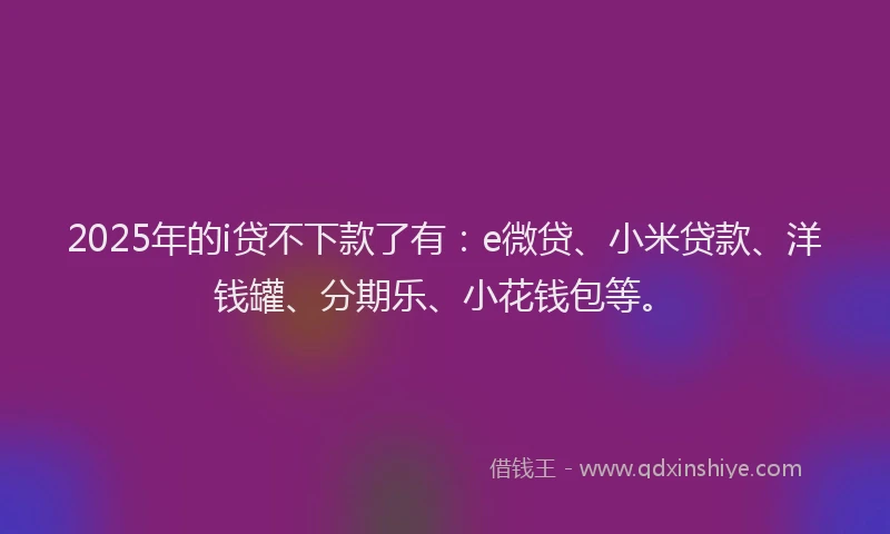 2025年的i贷不下款了有：e微贷、小米贷款、洋钱罐、分期乐、小花钱包等。