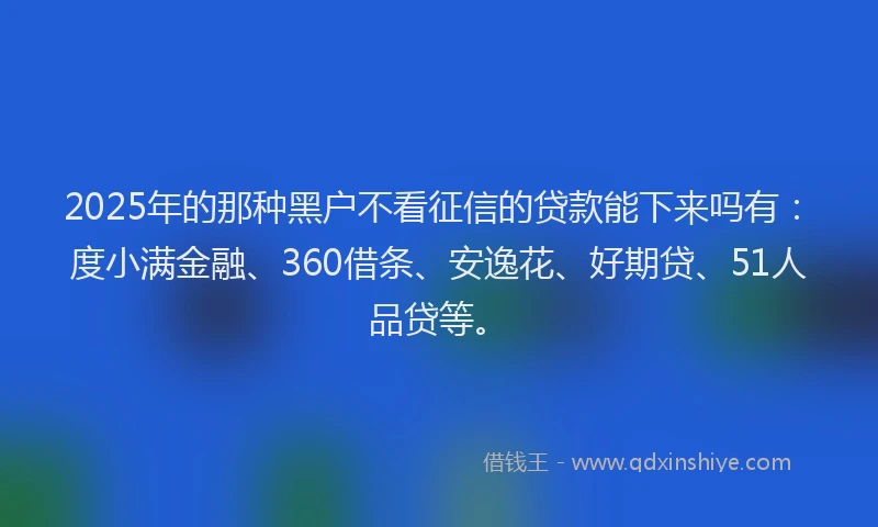 2025年的那种黑户不看征信的贷款能下来吗有：度小满金融、360借条、安逸花、好期贷、51人品贷等。