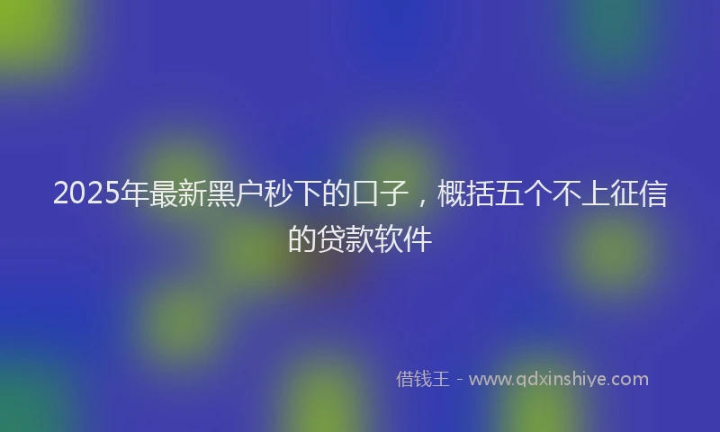 2025年最新黑户秒下的口子，概括五个不上征信的贷款软件