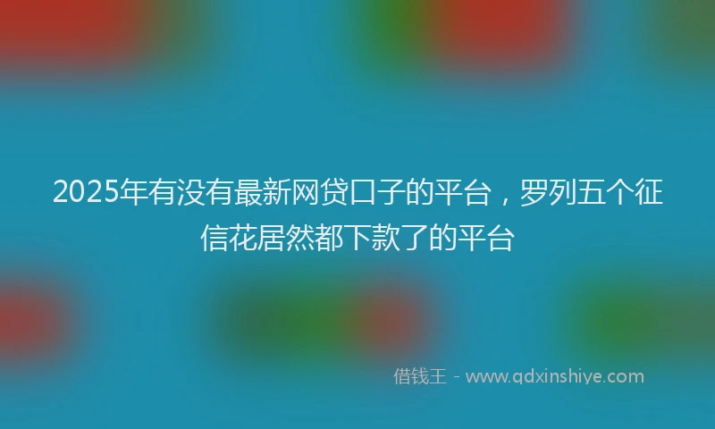 2025年有没有最新网贷口子的平台，罗列五个征信花居然都下款了的平台
