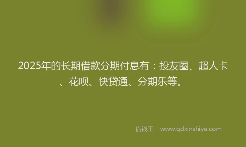 2025年的长期借款分期付息有：投友圈、超人卡、花呗、快贷通、分期乐等。