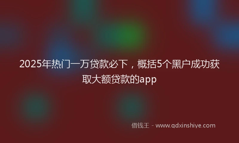 2025年热门一万贷款必下，概括5个黑户成功获取大额贷款的app