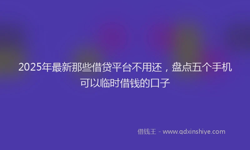 2025年最新那些借贷平台不用还，盘点五个手机可以临时借钱的口子