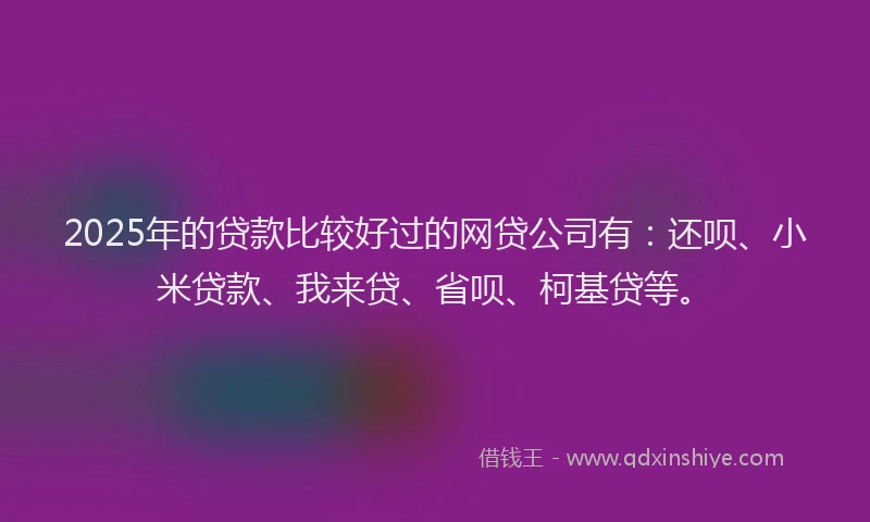 2025年的贷款比较好过的网贷公司有：还呗、小米贷款、我来贷、省呗、柯基贷等。