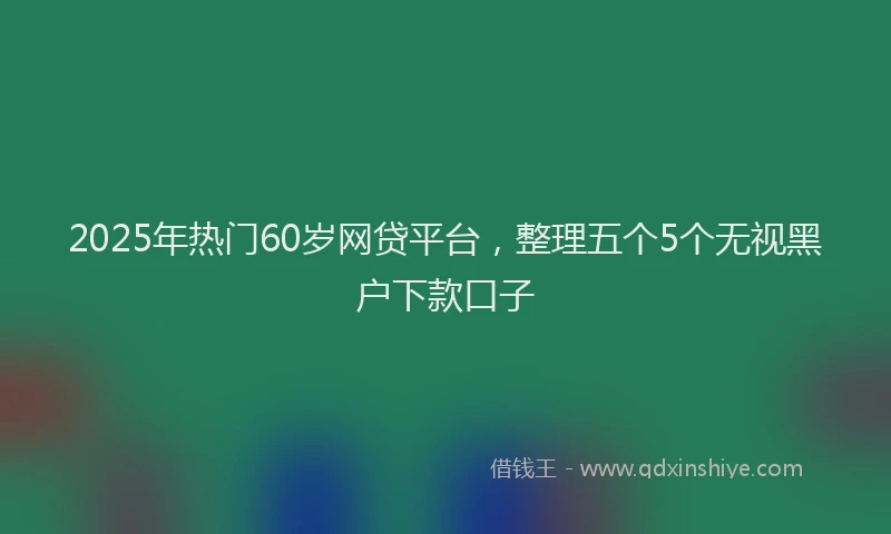 2025年热门60岁网贷平台，整理五个5个无视黑户下款口子