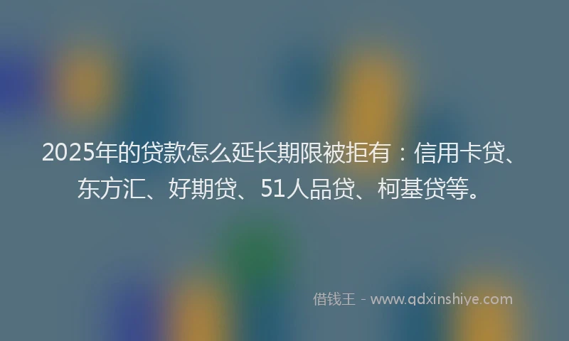 2025年的贷款怎么延长期限被拒有：信用卡贷、东方汇、好期贷、51人品贷、柯基贷等。