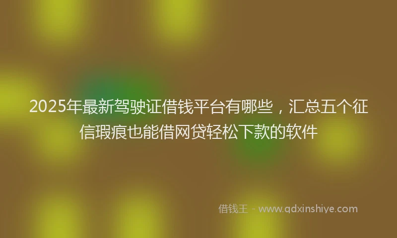 2025年最新驾驶证借钱平台有哪些，汇总五个征信瑕疵也能借网贷轻松下款的软件