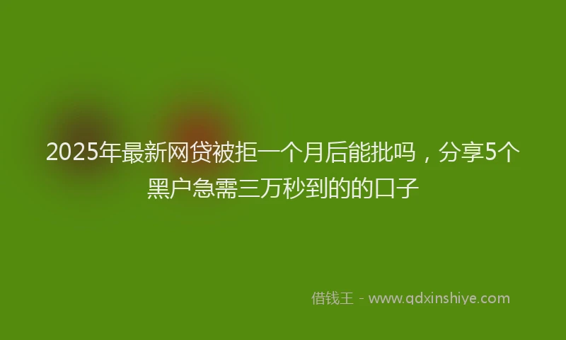 2025年最新网贷被拒一个月后能批吗，分享5个黑户急需三万秒到的的口子