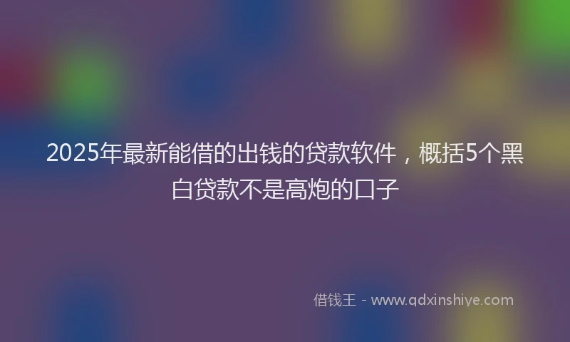2025年最新能借的出钱的贷款软件，概括5个黑白贷款不是高炮的口子