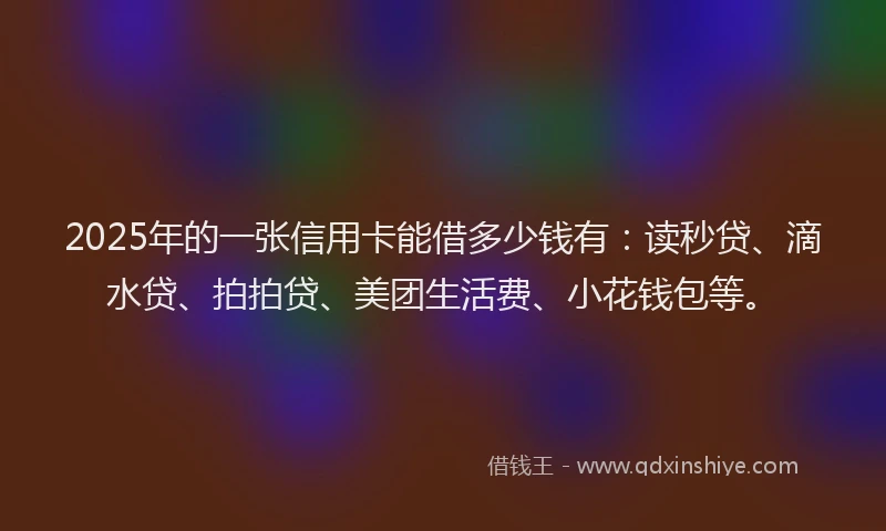 2025年的一张信用卡能借多少钱有：读秒贷、滴水贷、拍拍贷、美团生活费、小花钱包等。