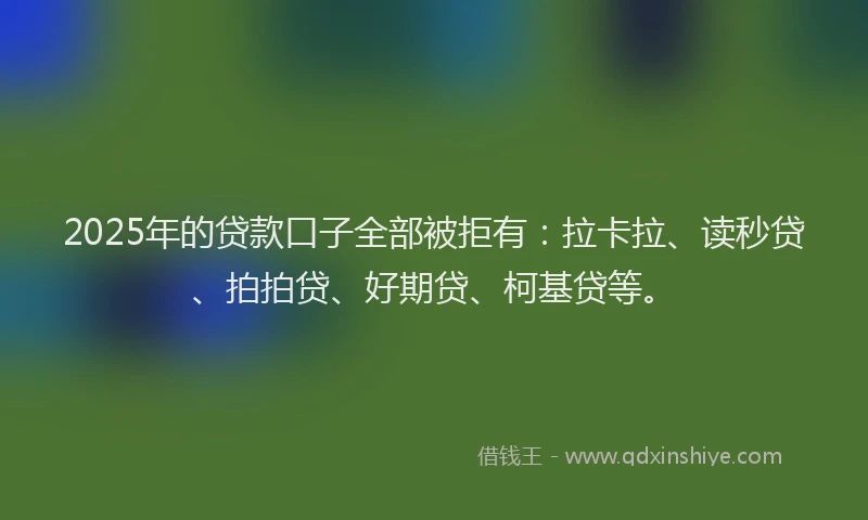 2025年的贷款口子全部被拒有：拉卡拉、读秒贷、拍拍贷、好期贷、柯基贷等。