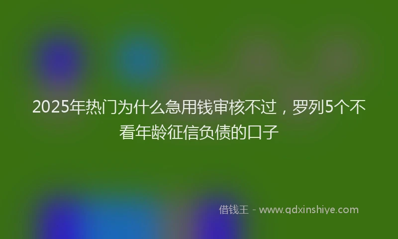 2025年热门为什么急用钱审核不过，罗列5个不看年龄征信负债的口子