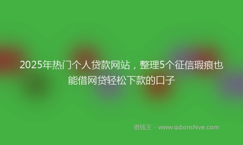 2025年热门个人贷款网站，整理5个征信瑕疵也能借网贷轻松下款的口子