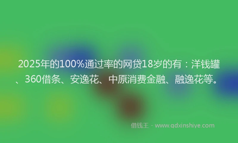 2025年的100%通过率的网贷18岁的有：洋钱罐、360借条、安逸花、中原消费金融、融逸花等。