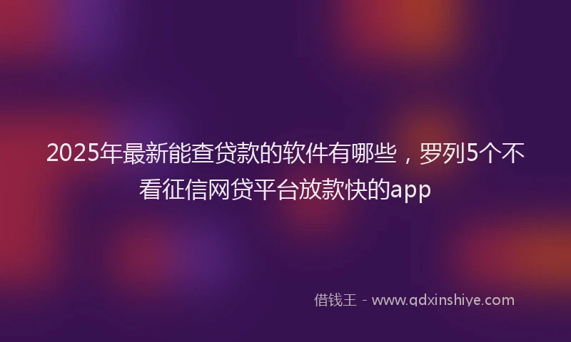 2025年最新能查贷款的软件有哪些，罗列5个不看征信网贷平台放款快的app