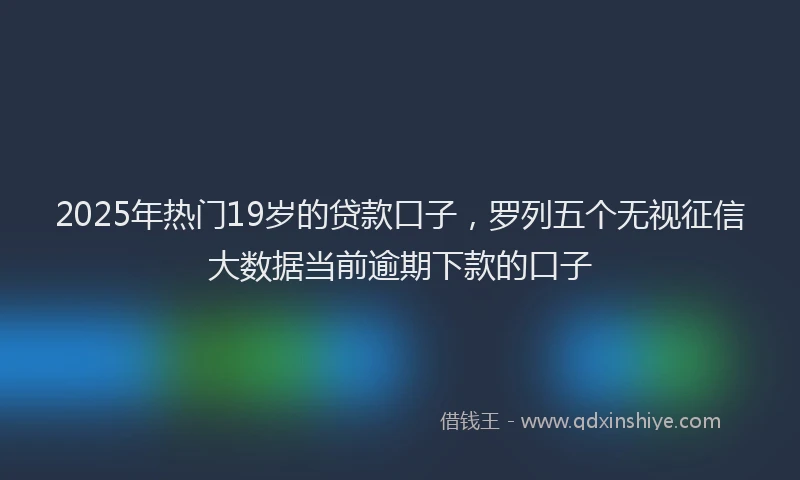 2025年热门19岁的贷款口子，罗列五个无视征信大数据当前逾期下款的口子