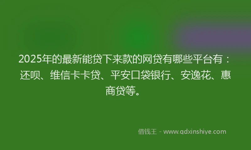 2025年的最新能贷下来款的网贷有哪些平台有：还呗、维信卡卡贷、平安口袋银行、安逸花、惠商贷等。