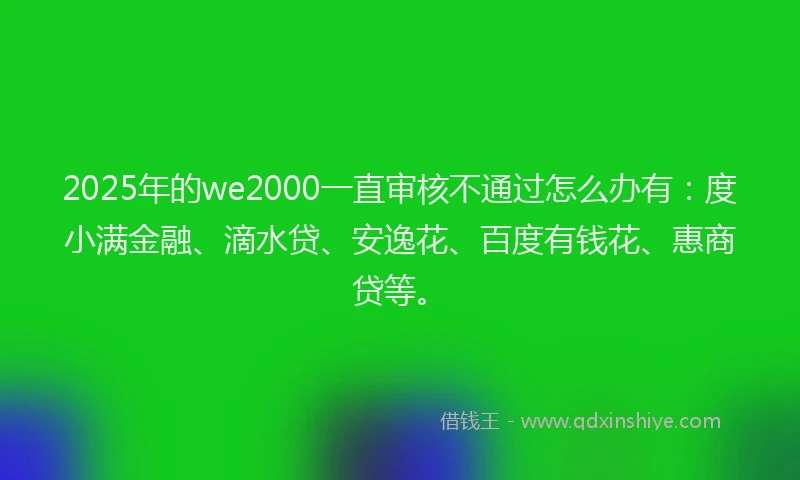 2025年的we2000一直审核不通过怎么办有：度小满金融、滴水贷、安逸花、百度有钱花、惠商贷等。