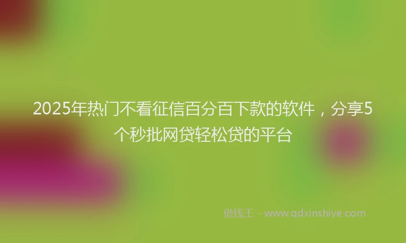 2025年热门不看征信百分百下款的软件，分享5个秒批网贷轻松贷的平台