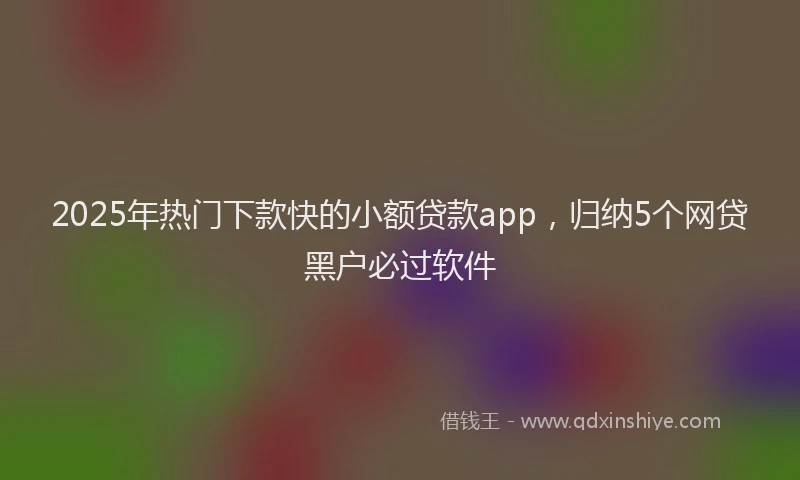 2025年热门下款快的小额贷款app，归纳5个网贷黑户必过软件