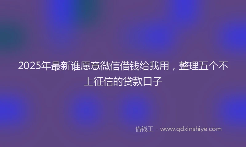 2025年最新谁愿意微信借钱给我用，整理五个不上征信的贷款口子